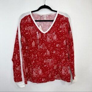 Victoria's Secret Christmas Tree Thermal Pajama Top Red Women Size Small New